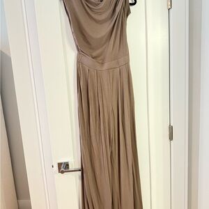 Taupe Cow Neck Wide Leg Jumpsuit